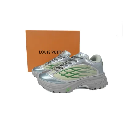 LOUIS VUITTON Discovery Lace Up White Silver Green 02