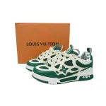 Louis Vuitton Leather lace up Fashionable Board Shoes White Green 1AC520
