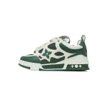 Louis Vuitton Leather lace up Fashionable Board Shoes White Green 1AC520