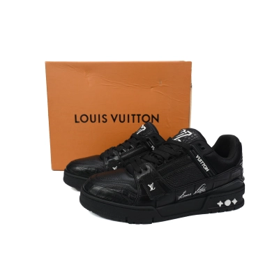 LOUIS VUITTON Trainer crocodile skin black 02