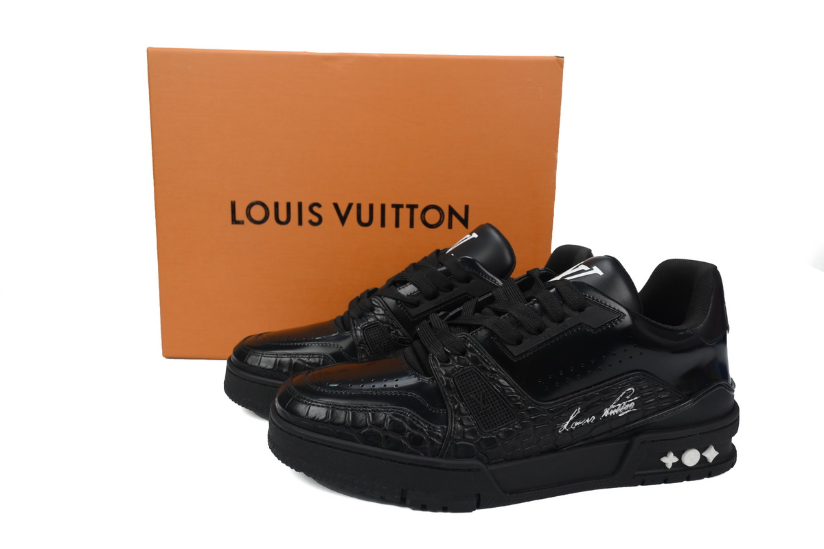 LOUIS VUITTON Trainer half-crocodile black