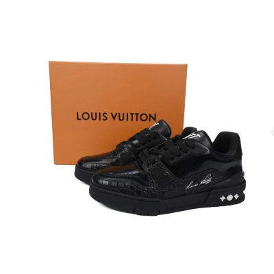 LOUIS VUITTON Trainer half-crocodile black 02