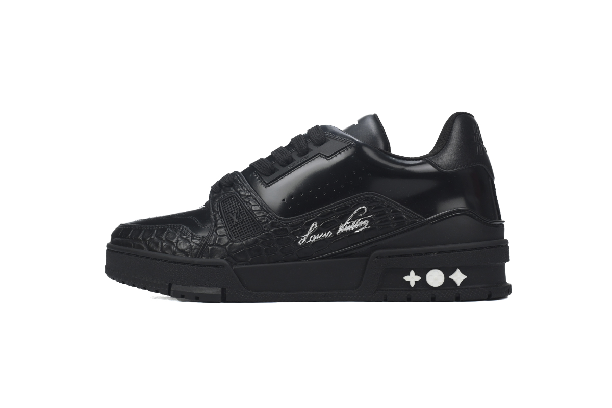 LOUIS VUITTON Trainer half-crocodile black