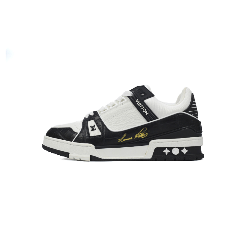 LOUIS VUITTON Trainer crocodile skin black and white
