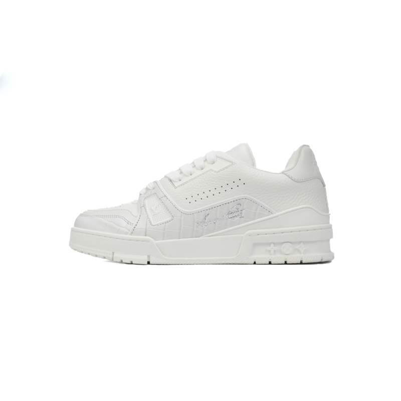 LOUIS VUITTON Trainer crocodile skin white
