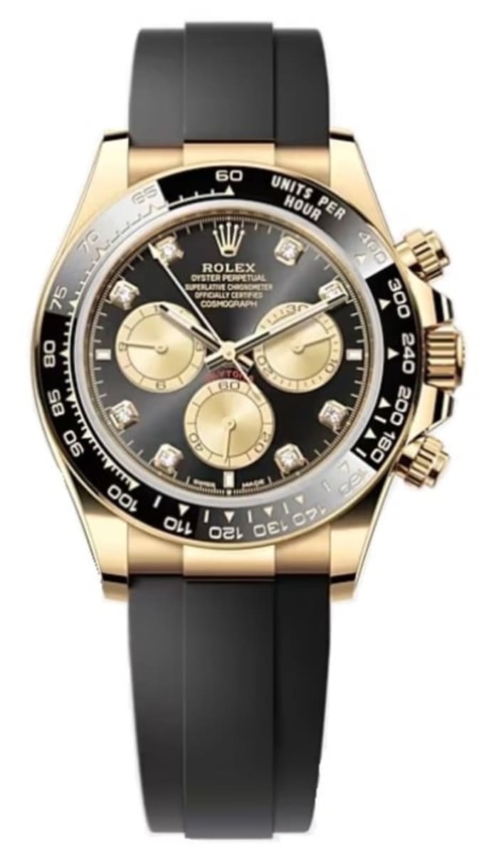 Cosmograph Daytona Yellow Gold Black and Golden Diamond-Set Dial Oysterflex Men's Watch M126518LN-0006