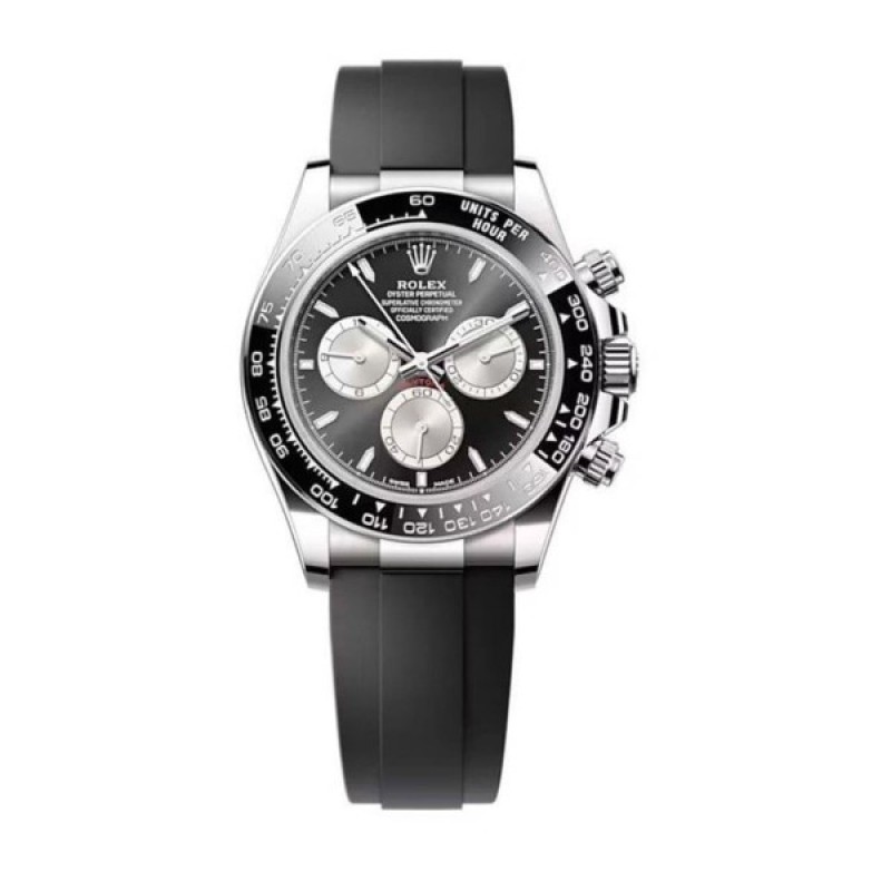Cosmograph Daytona White Gold Black and Steel Diamond-Set Dial Oysterflex Men's Watch M126519LN-0004