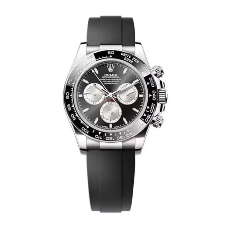 Cosmograph Daytona White Gold Black and Steel Diamond-Set Dial Oysterflex Men's Watch M126519LN-0004