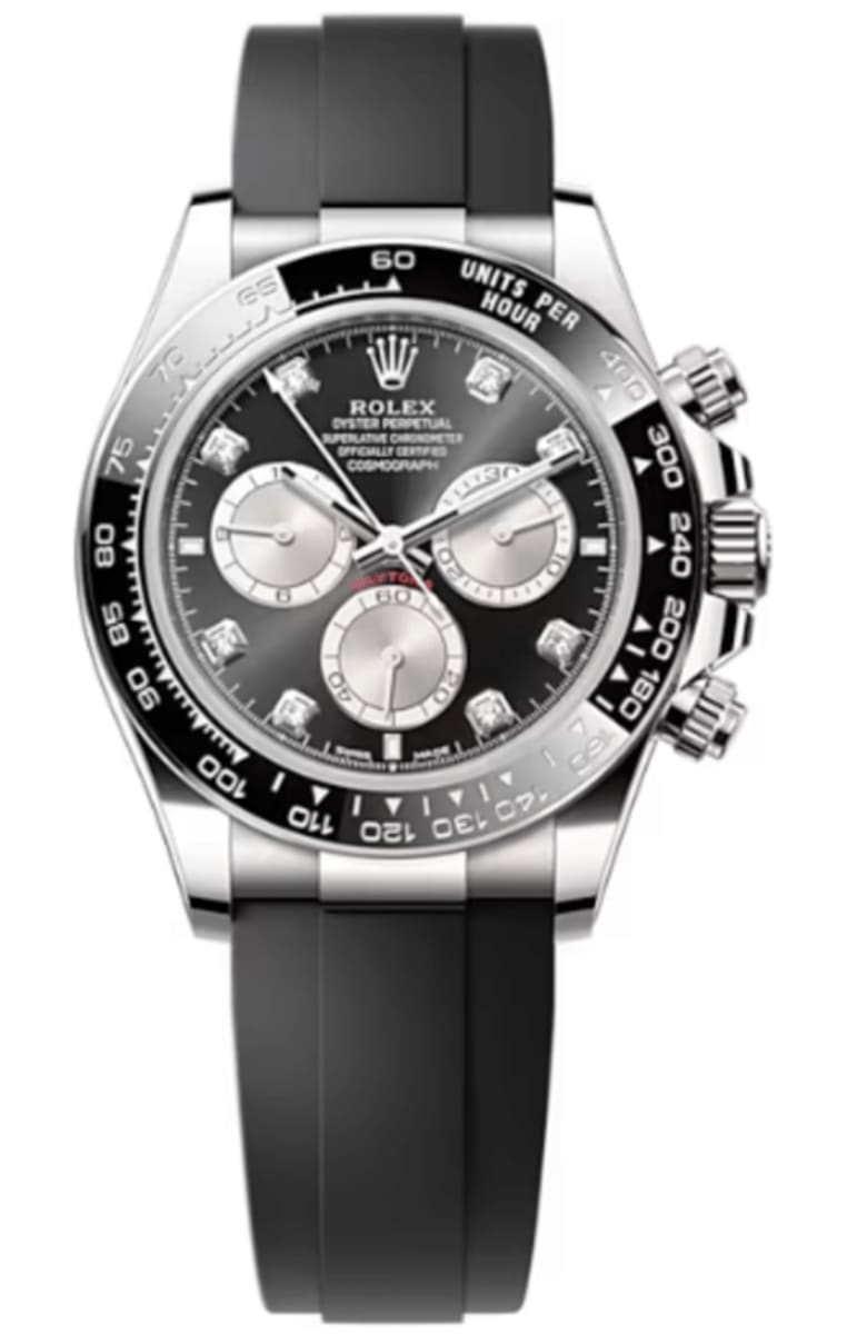 Cosmograph Daytona White Gold Black and Steel Diamond-Set Dial Oysterflex Men's Watch M126519LN-0004