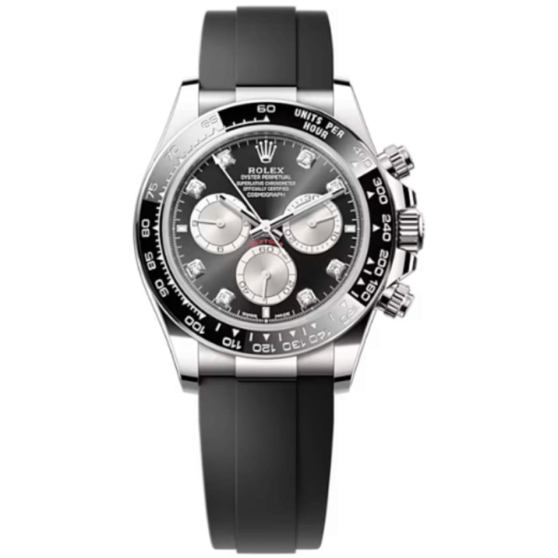 Cosmograph Daytona White Gold Black and Steel Diamond-Set Dial Oysterflex Men's Watch M126519LN-0004