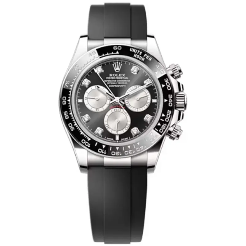 Cosmograph Daytona White Gold Black and Steel Diamond-Set Dial Oysterflex Men's Watch M126519LN-0004
