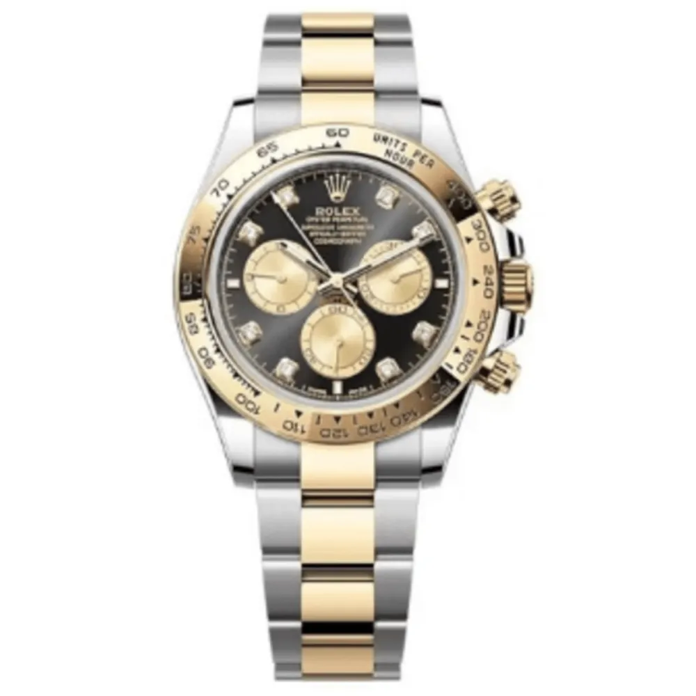 Cosmograph Daytona Stainless Steel Gold Black Diamond-Set Dial M126503-0002