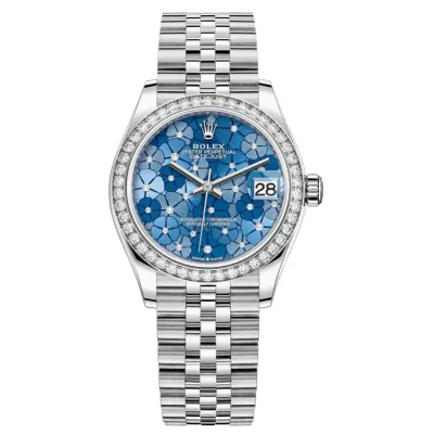 Datejust 31 Stainless Steel and White Gold Azzurro-Blue-Floral-Motif Diamond Dial Diamond Bezel Women's Watch M278384RBR-0040 02