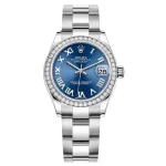 Datejust 31 Stainless Steel and White Gold Blue Roman Dial Diamond Bezel Women's Watch M278384RBR-0038