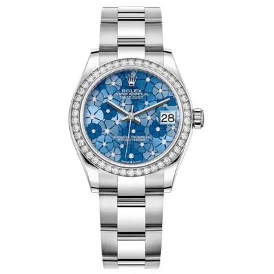 Datejust 31 Stainless Steel and White Gold Azzurro-Blue-Floral-Motif Diamond Dial Diamond Bezel Women's Watch M278384RBR-0039 02