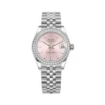 Datejust 31 Stainless Steel and White Gold Pink Dial Diamond Bezel Women's Watch M278384RBR-0018