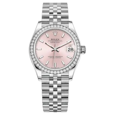 Datejust 31 Stainless Steel and White Gold Pink Dial Diamond Bezel Women's Watch M278384RBR-0018 02