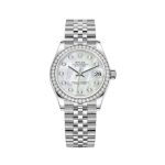 Datejust 31 Stainless Steel and White Gold Mother-of-Pearl Diamond Dial Diamond Bezel Women's Watch M278384RBR-0008