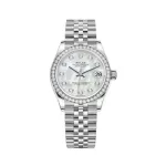 Datejust 31 Stainless Steel and White Gold Mother-of-Pearl Diamond Dial Diamond Bezel Women's Watch M278384RBR-0008