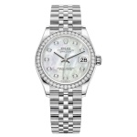 Datejust 31 Stainless Steel and White Gold Mother-of-Pearl Diamond Dial Diamond Bezel Women's Watch M278384RBR-0008
