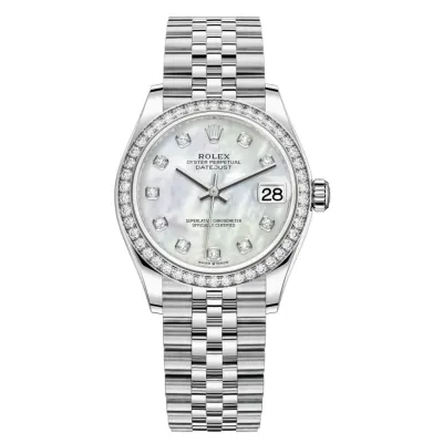 Datejust 31 Stainless Steel and White Gold Mother-of-Pearl Diamond Dial Diamond Bezel Women's Watch M278384RBR-0008 02