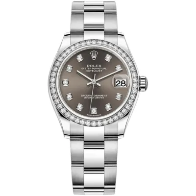 Datejust 31 Stainless Steel and White Gold Dark Grey Diamond Dial Diamond Bezel Women's Watch M278384RBR-0009 02