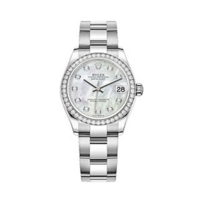 Datejust 31 Stainless Steel and White Gold Mother-of-Pearl Diamond Dial Diamond Bezel Women's Watch M278384RBR-0007