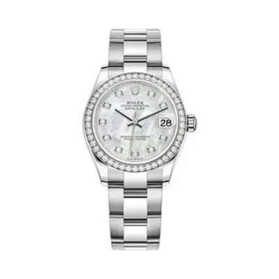 Datejust 31 Stainless Steel and White Gold Mother-of-Pearl Diamond Dial Diamond Bezel Women's Watch M278384RBR-0007 01