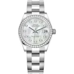 Datejust 31 Stainless Steel and White Gold Mother-of-Pearl Diamond Dial Diamond Bezel Women's Watch M278384RBR-0007
