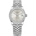 Datejust 31 Stainless Steel and White Gold Silver Dial Domed Diamond Bezel Women's Watch M278384RBR-0016