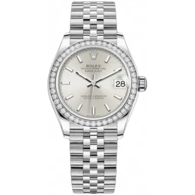 Datejust 31 Stainless Steel and White Gold Silver Dial Domed Diamond Bezel Women's Watch M278384RBR-0016 02