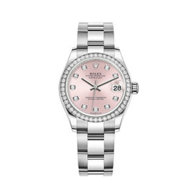 Datejust 31 Stainless Steel and White Gold Pink Diamond Dial Diamond Bezel Women's Watch M278384RBR-0035