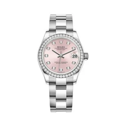 Datejust 31 Stainless Steel and White Gold Pink Diamond Dial Diamond Bezel Women's Watch M278384RBR-0035 01