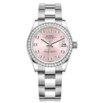 Datejust 31 Stainless Steel and White Gold Pink Diamond Dial Diamond Bezel Women's Watch M278384RBR-0035