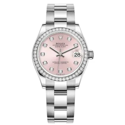 Datejust 31 Stainless Steel and White Gold Pink Diamond Dial Diamond Bezel Women's Watch M278384RBR-0035 02
