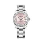 Datejust 31 Stainless Steel and White Gold Pink Pave Roman Dial Diamond Bezel Women's Watch M278384RBR-0027