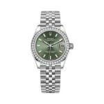 Datejust 31 White Gold Mint Green Dial Diamond Bezel Women's Watch M278384RBR-0022