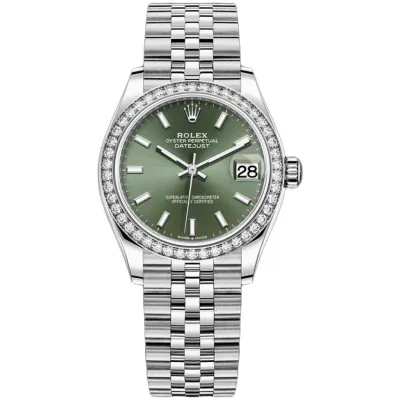 Datejust 31 White Gold Mint Green Dial Diamond Bezel Women's Watch M278384RBR-0022 02