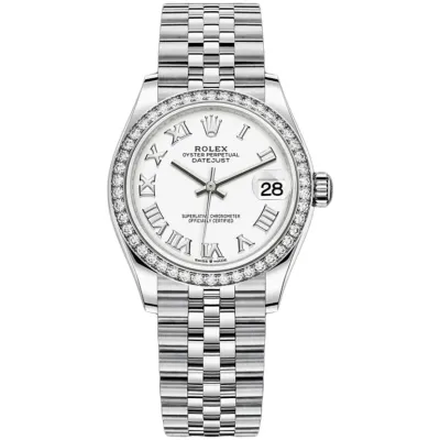Datejust 31 Stainless Steel and White Gold White Roman Dial Diamond Bezel Women's Watch M278384RBR-0014 02