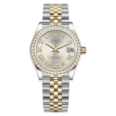 Datejust 31 Stainless Steel and Yellow Gold Silver Pave Roman Dial Diamond Bezel Women's Watch M278383RBR-0004 02