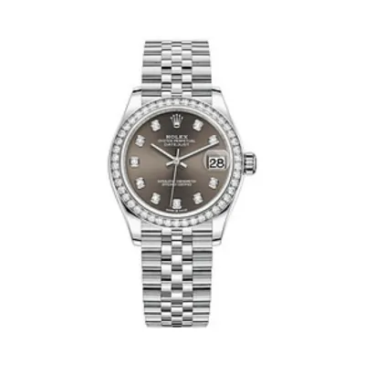 Datejust 31 Stainless Steel and White Gold Dark Grey Diamond Dial Diamond Bezel Women's Watch M278384RBR-0010 01