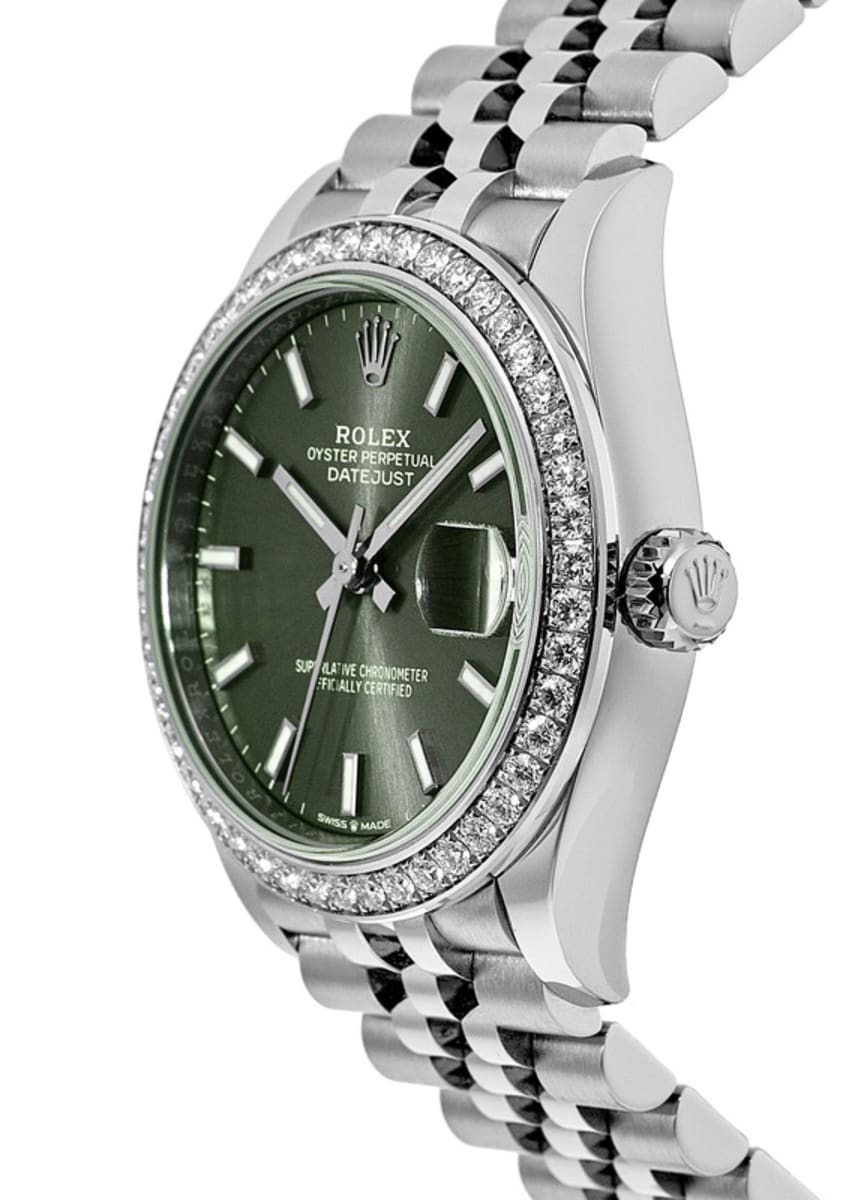 Datejust 31 White Gold Mint Green Dial Diamond Bezel Women's Watch M278384RBR-0021