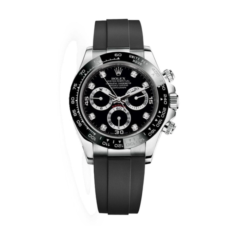 Cosmograph Daytona Black Diamond Dial Rubber Strap Men's Watch M116519LN-0025
