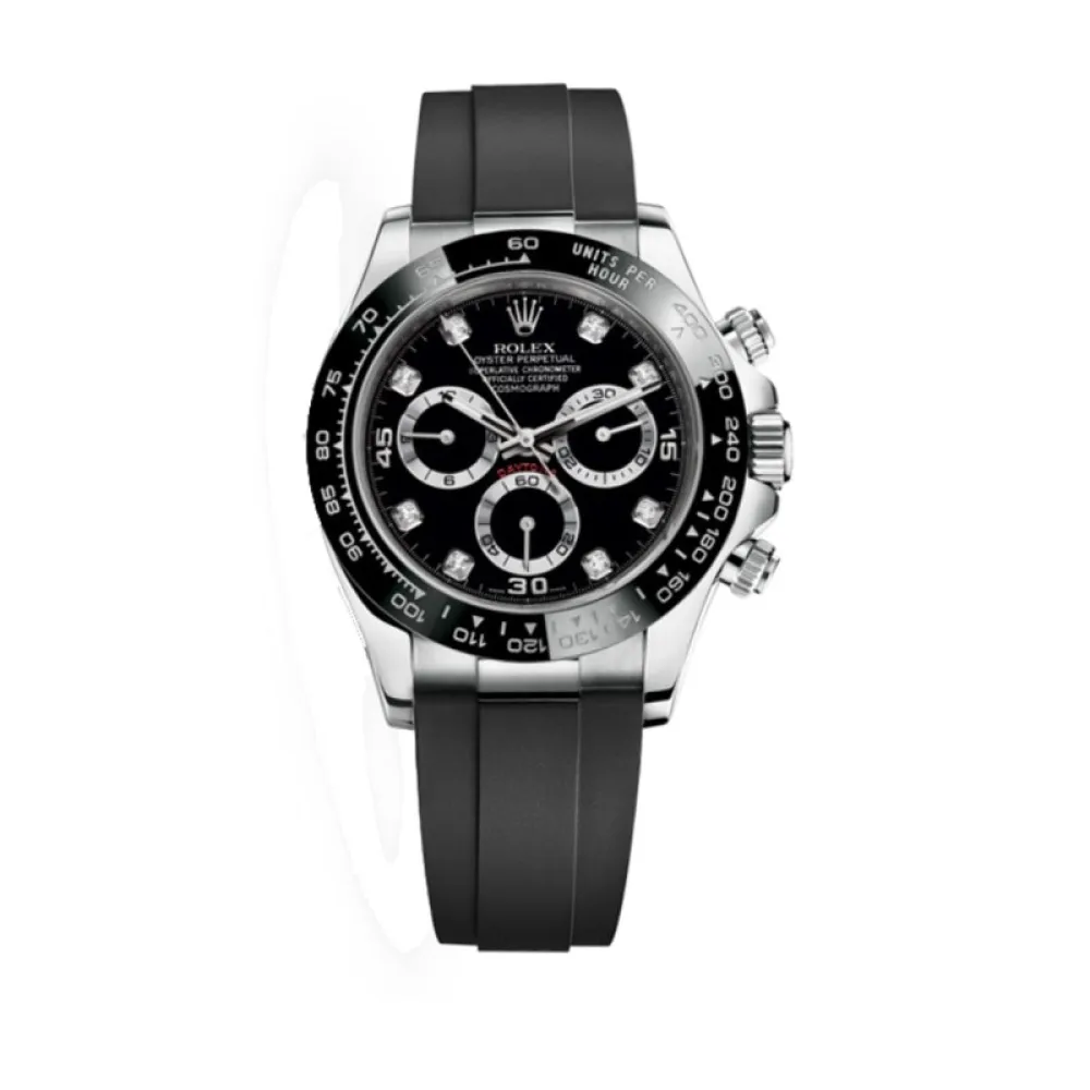 Cosmograph Daytona Black Diamond Dial Rubber Strap M116519LN-0025