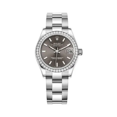 Datejust 31 Stainless Steel and White Gold Dark Grey Dial Diamond Bezel Women's Watch M278384RBR-0019 01
