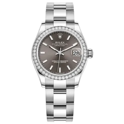 Datejust 31 Stainless Steel and White Gold Dark Grey Dial Diamond Bezel Women's Watch M278384RBR-0019 02