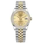 Datejust 31 Stainless Steel and Yellow Gold Champagne Dial Diamond Bezel Women's Watch M278383RBR-0026