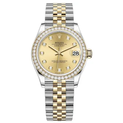 Datejust 31 Stainless Steel and Yellow Gold Champagne Diamond Dial Diamond Bezel Women's Watch M278383RBR-0026 02