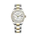 Datejust 31 Stainless Steel and Yellow Gold Mother of Pearl Diamond Dial Diamond Bezel Women's Watch M278383RBR-0027