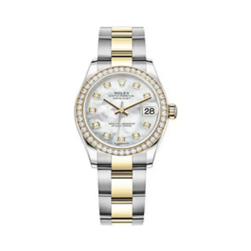 Datejust 31 Stainless Steel and Yellow Gold Mother of Pearl Diamond Dial Diamond Bezel Women's Watch M278383RBR-0027